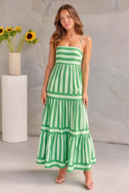 Raya – Letnia sukienka maxi w paski z kieszeniami