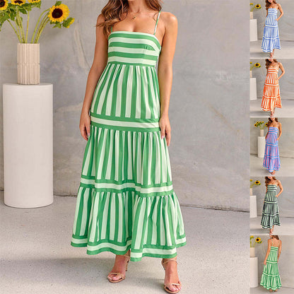 Raya – Letnia sukienka maxi w paski z kieszeniami