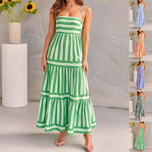 Raya – Letnia sukienka maxi w paski z kieszeniami