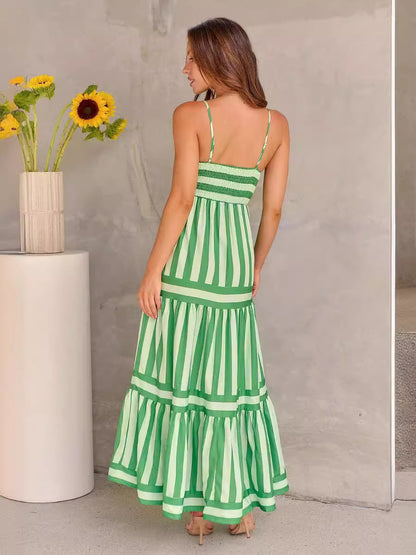 Raya – Letnia sukienka maxi w paski z kieszeniami