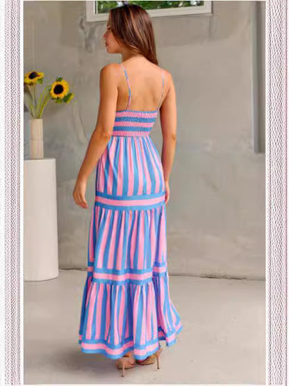 Raya – Letnia sukienka maxi w paski z kieszeniami